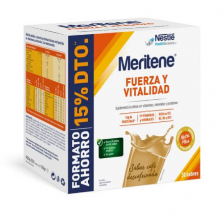 MERITENE FUERZA Y VITALIDAD CAFÉ DESCAFEINADO 30 SOBRES PACK AHORRO MERITENE FUERZA Y VITALIDAD CAFÉ DESCAFEINADO 30 SOBRES PACK AHORRO