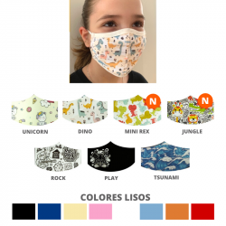 MASCARILLA INFANTIL TELA REUTILIZABLE ERGONÓMICA