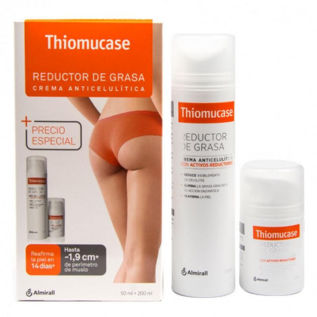 THIOMUCASE KIT REDUCTOR DE GRASA ANTICELULITICO 200ML + 50ML GRATIS