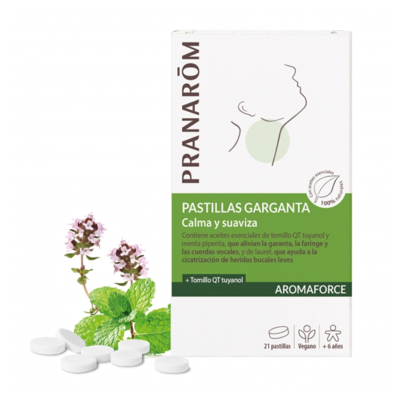 PRANAROM AROMAFORCE GARGANTA CALMA Y SUAVIZA 21 PASTILLAS