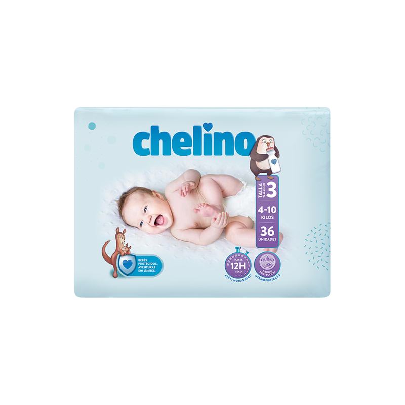 CHELINO PAÑAL TALLA 3 TUMBADO 36U