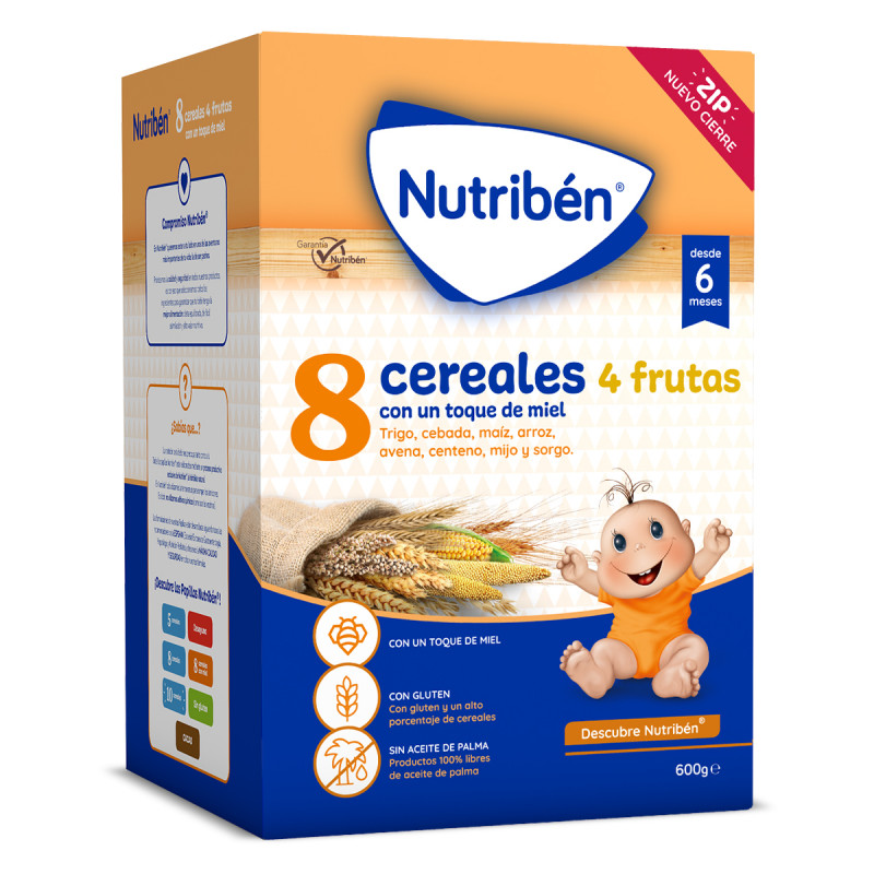 NUTRIBEN PAPILLA 8 CEREALES 4 FRUTAS CON MIEL 600G