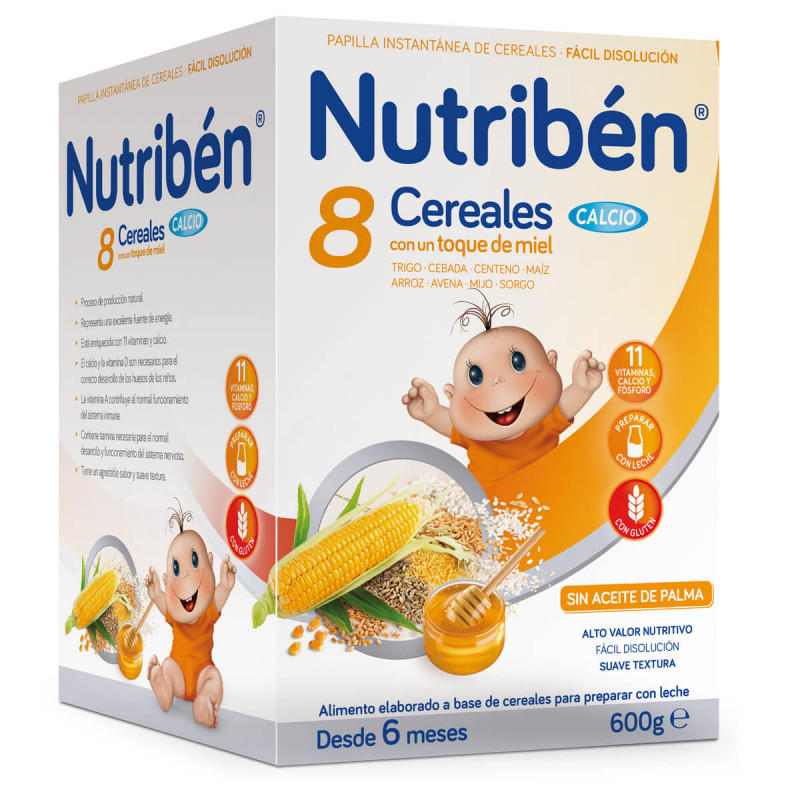 NUTRIBEN PAPILLA 8 CEREALES MIEL CON CALCIO 600G