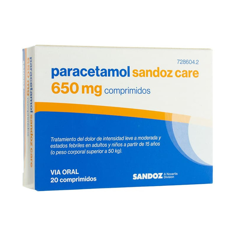 PARACETAMOL SANDOZ 650MG COMPRIMIDOS