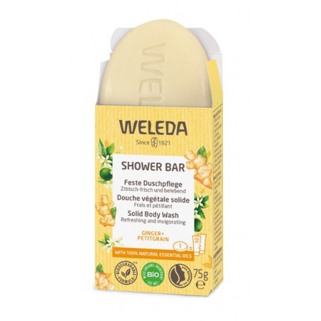 WELEDA JABÓN DUCHA SÓLIDO GENGIBRE PETITGRAIN PASTILLA 75G