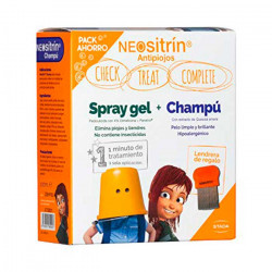 NEOSITRÍN ANTIPIOJOS PACK AHORRO SPRAY GEL + CHAMPÚ + LENDRERA DE REGALO