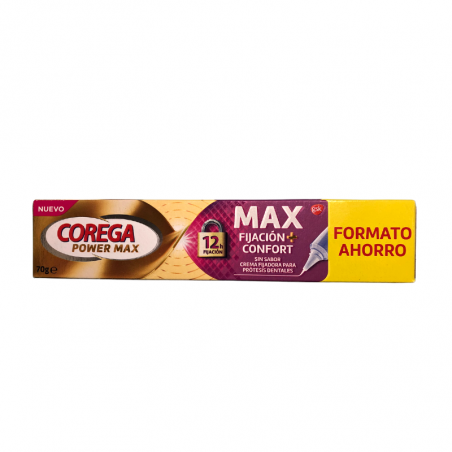 COREGA POWER MAX FIJACIÓN + CONFORT CREMA FIJADORA PROTESIS DENTAL 70G