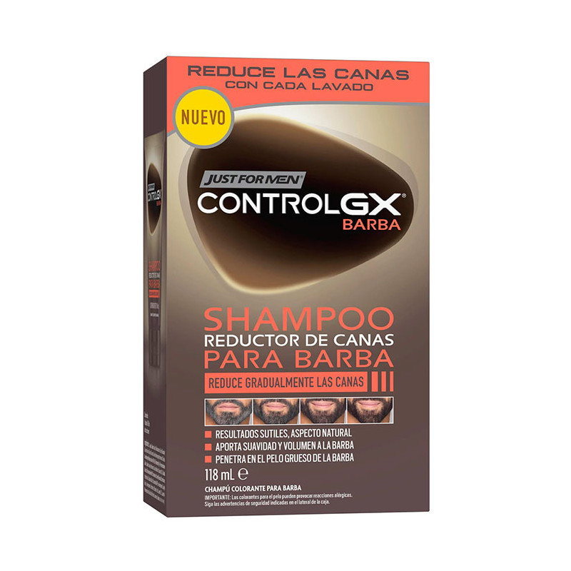 JUST FOR MEN CONTROLGX CHAMPÚ COLORANTE REDUCTOR CANAS PARA BARBA 118ML