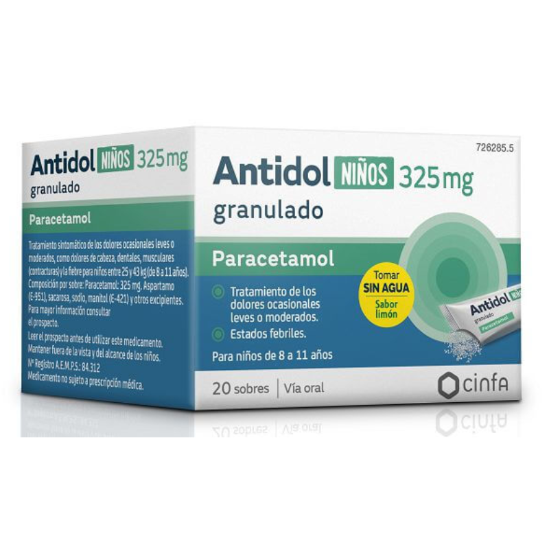 ANTIDOL GRANULADO NIÑOS PARACETAMOL 325 MG 20 SOBRES