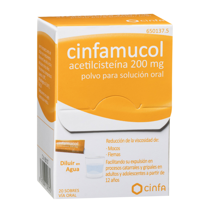 CINFAMUCOL ACETILCISTEINA 200 mg POLVO PARA SOLUCION ORAL