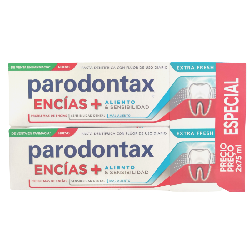 PARODONTAX PACK PASTA DENTAL ENCÍAS ALIENTO Y SENSIBILIDAD 2x75ML