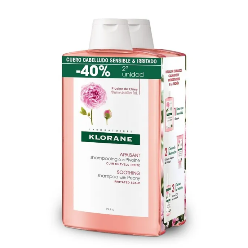 KLORANE PEONÍA PACK CHAMPÚ CALMANTE 2x400ML