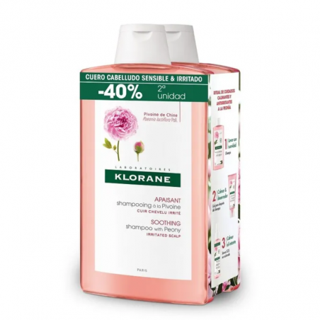 KLORANE PEONÍA PACK CHAMPÚ CALMANTE 2x400ML