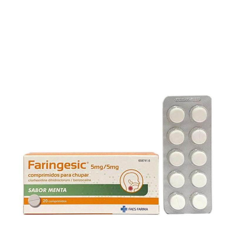 FARINGESIC 5 mg/5 mg Comprimidos para chupar sabor menta