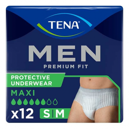 TENA MEN PREMIUM FIT ROPA INTERIOR HOMBRE PROTECTORA MAXI TALLA S/M 12U