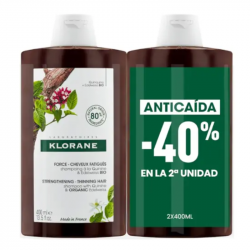 KLORANE QUININA Y EDELWEISS PACK CHAMPÚ ANTICAÍDA 2x400ML