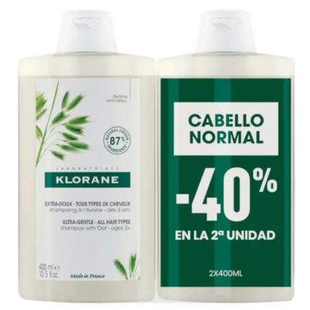 KLORANE AVENA PACK CHAMPU EXTRASUAVE 2x400ML KLORANE AVENA PACK CHAMPU EXTRASUAVE 2x400ML