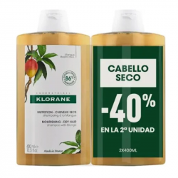 KLORANE MANGO PACK CHAMPÚ CABELLOS SECOS 2x400ML