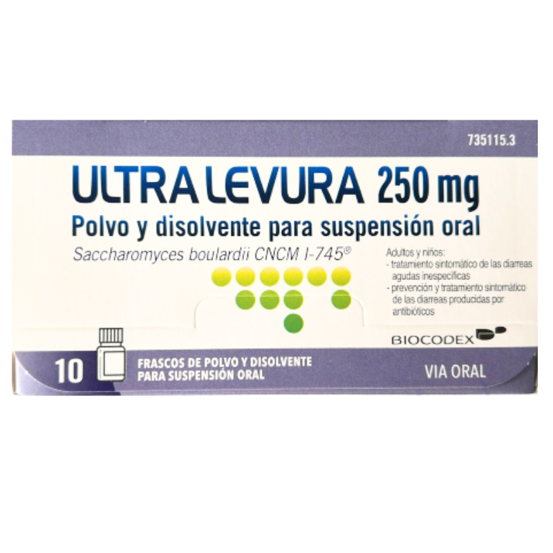 ULTRA LEVURA 250 MG POLVO Y DISOLVENTE PARA SUSPENSION ORAL