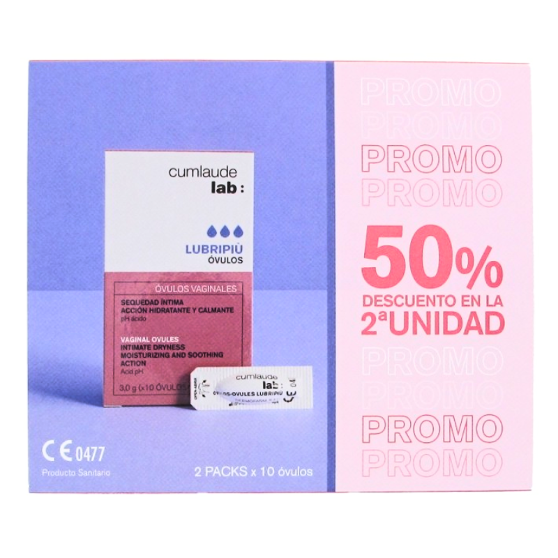 CUMLAUDE LAB LUBRIPIÙ PACK SEQUEDAD ÍNTIMA 2x10 ÓVULOS VAGINALES