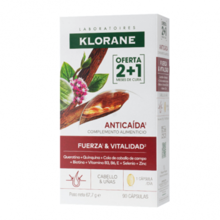 KLORANE ANTICAÍDA FUERZA Y VITALIDAD CABELLO Y UÑAS 3x30 CÁPSULAS