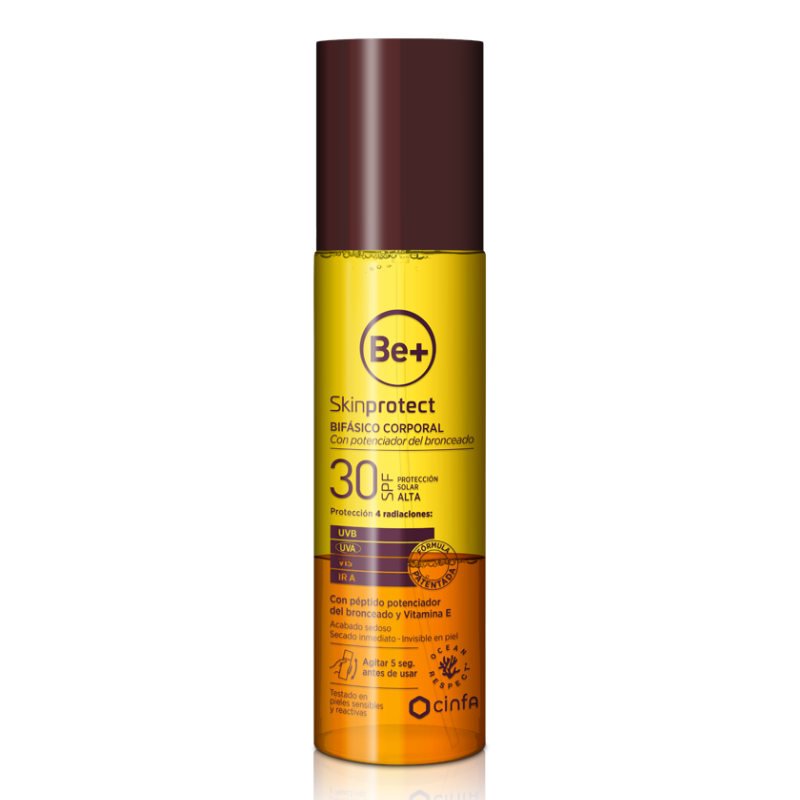 BE+ SKINPROTECT BIFÁSICO CORPORAL PROTENCIADOR BRONCEADO SPF30 200ML