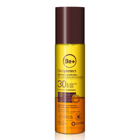BE+ SKINPROTECT BIFÁSICO CORPORAL PROTENCIADOR BRONCEADO SPF30 200ML