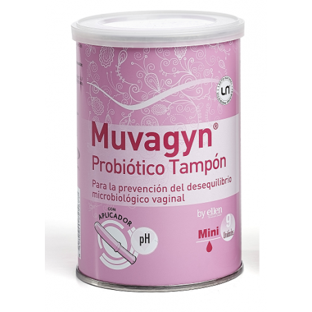 MUVAGYN PROBIOTICO TAMPON MINI CON APLICADOR 9 UNIDADES MUVAGYN PROBIOTICO TAMPON MINI CON APLICADOR 9 UNIDADES