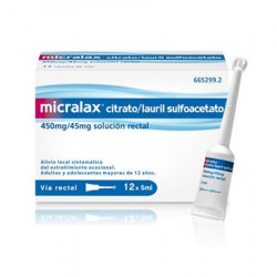MICRALAX CITRATO/LAURIL SULFOACETATO 450 mg/45 mg solucion rectal