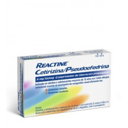 REACTINE CETIRIZINA/PSEUDOEFEDRINA 5mg/120mg COMPRIMIDOS DE LIBERACION PROLONGADA