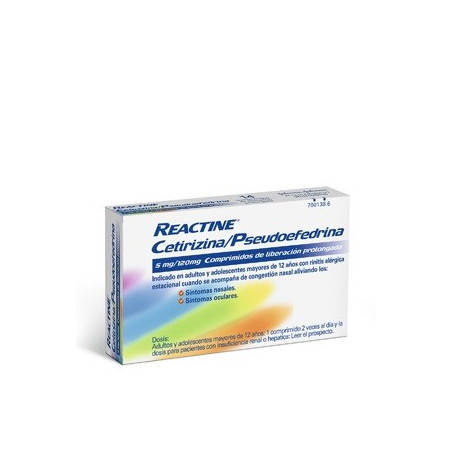 REACTINE CETIRIZINA/PSEUDOEFEDRINA 5mg/120mg COMPRIMIDOS DE LIBERACION PROLONGADA