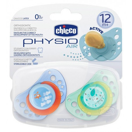 CHUPETE CHICCO PHYSIO AIR LATEX AZUL 12MESES 2 UNIDADES