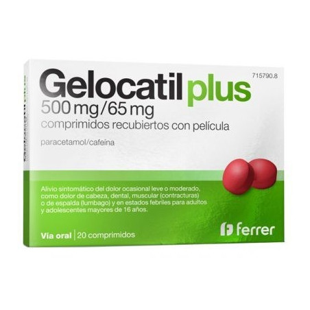 GELOCATIL PLUS 500/65 MG 20 COMPRIMIDOS RECUBIERTOS GELOCATIL PLUS 500/65 MG 20 COMPRIMIDOS RECUBIERTOS
