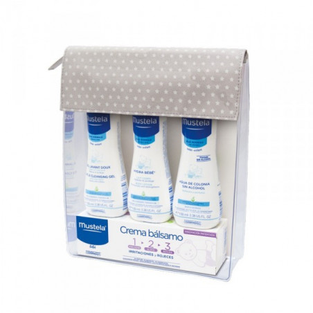 MUSTELA NECESER BASICO BALSAMO COLONIA CREMA GEL MUSTELA NECESER BASICO BALSAMO COLONIA CREMA GEL