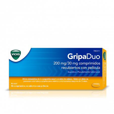 GRIPADUO 200/30 MG 20 COMPRIMIDOS RECUBIERTOS GRIPADUO 200/30 MG 20 COMPRIMIDOS RECUBIERTOS