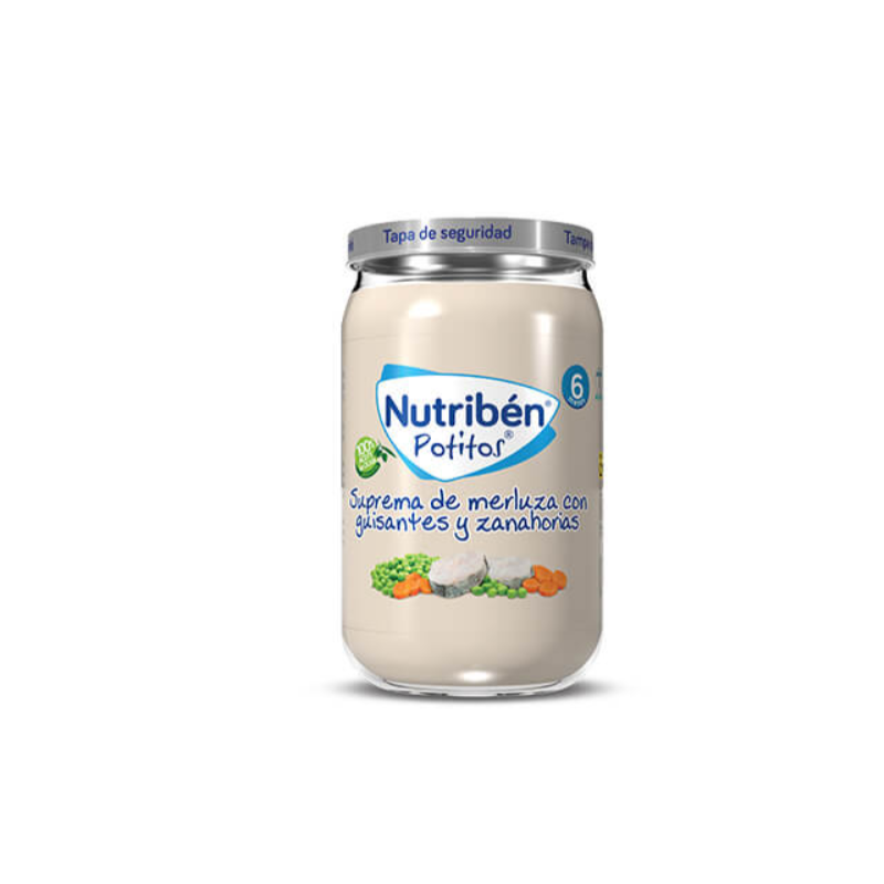 NUTRIBEN POTITOS SUPREMA DE MERLUZA GUISANTES Y ZANAHORIAS 235G