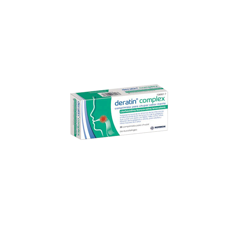 DERATIN COMPLEX SABOR MENTA 30 COMPRIMIDOS PARA CHUPAR