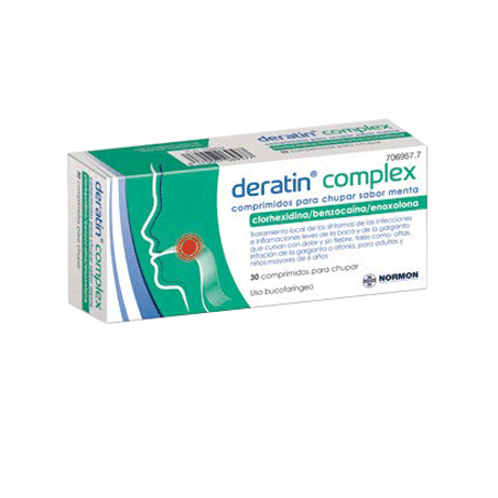 DERATIN COMPLEX SABOR MENTA 30 COMPRIMIDOS PARA CHUPAR