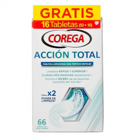 COREGA ACCIÓN TOTAL TABLETAS LIMPIADORAS PRÓTESIS 66 (50 + 16 GRATIS) COREGA ACCIÓN TOTAL TABLETAS LIMPIADORAS PRÓTESIS 66 (50 + 16 GRATIS)