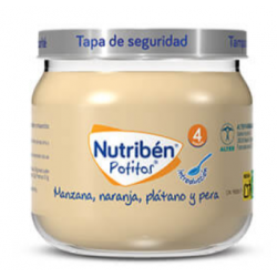 Potito Nutribén 4 frutas (manzana, melocotón, plátano y pera) para niños +6  meses - 235gr.