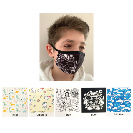 MASCARILLA TELA REUTILIZABLE ERGONÓMICA INFANTIL de 9-14 años. MASCARILLA TELA REUTILIZABLE ERGONÓMICA INFANTIL de 9-14 años.